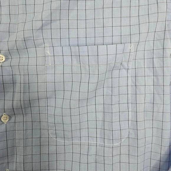 Dockers Mens Long Sleeve Blue‎ Plaid Button Down Dress Shirt Fitted Stretch Sz L - Picture 5 of 13